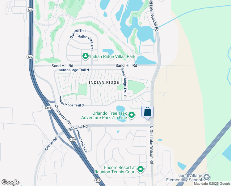 map of restaurants, bars, coffee shops, grocery stores, and more near 1075 Hali Ridge Court in Kissimmee