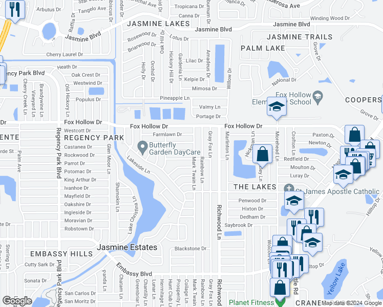 map of restaurants, bars, coffee shops, grocery stores, and more near 7834 Niagara Drive in Port Richey