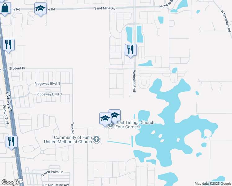 map of restaurants, bars, coffee shops, grocery stores, and more near Armadillo Avenue in Kissimmee