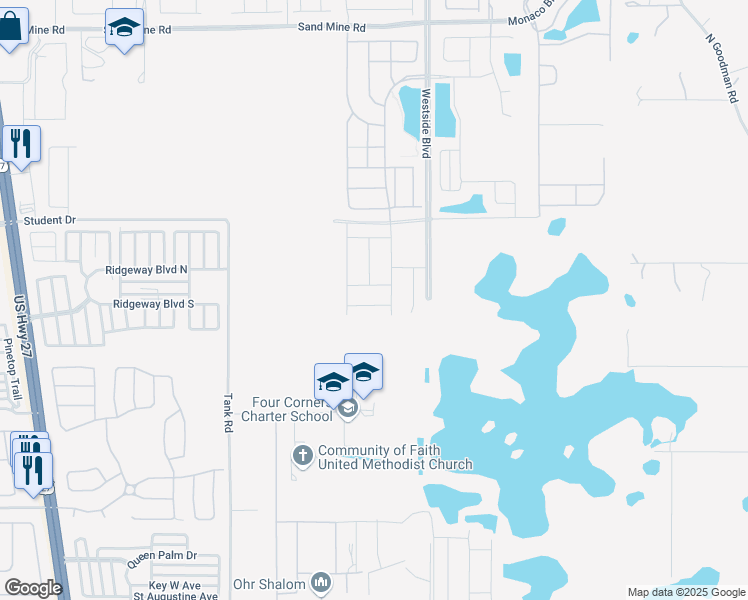 map of restaurants, bars, coffee shops, grocery stores, and more near Armadillo Avenue in Kissimmee