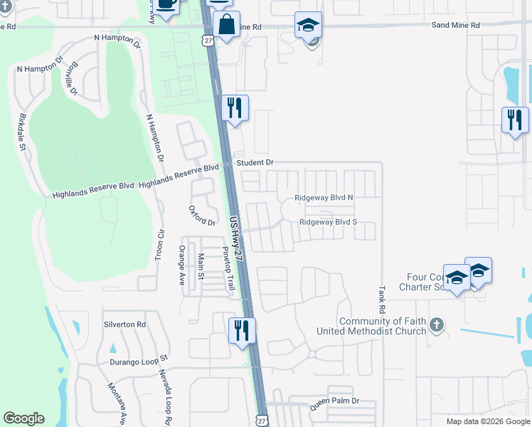 map of restaurants, bars, coffee shops, grocery stores, and more near 154 Ridgemont Lane in Davenport