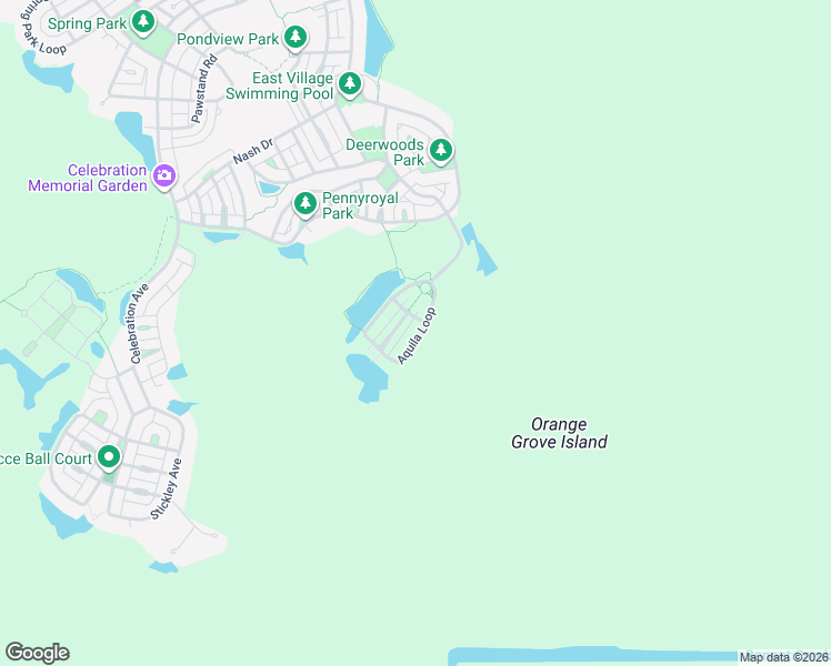 map of restaurants, bars, coffee shops, grocery stores, and more near 1224 Aquila Loop in Celebration