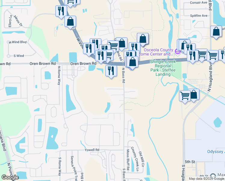 map of restaurants, bars, coffee shops, grocery stores, and more near 4434 Le Reve Court in Kissimmee
