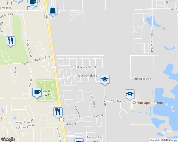 map of restaurants, bars, coffee shops, grocery stores, and more near 217 Cinnamon Ridge Lane in Davenport