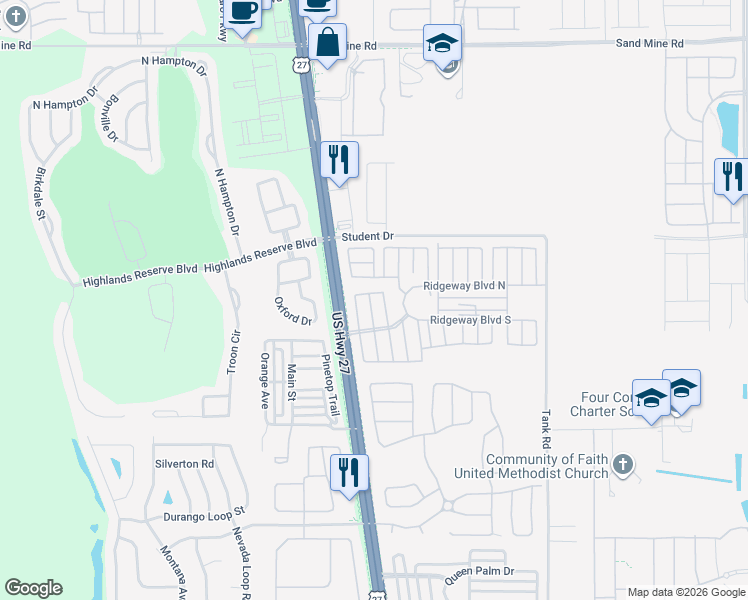 map of restaurants, bars, coffee shops, grocery stores, and more near 154 Ridgemont Lane in Davenport