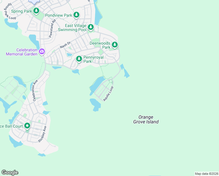 map of restaurants, bars, coffee shops, grocery stores, and more near 1224 Aquila Loop in Celebration