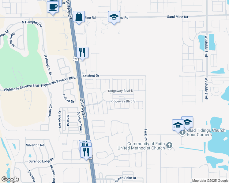 map of restaurants, bars, coffee shops, grocery stores, and more near 409 Ridgeway Boulevard North in Davenport