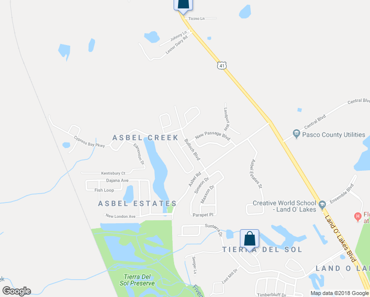 map of restaurants, bars, coffee shops, grocery stores, and more near 9601 Jasmine Brook Circle in Land O' Lakes