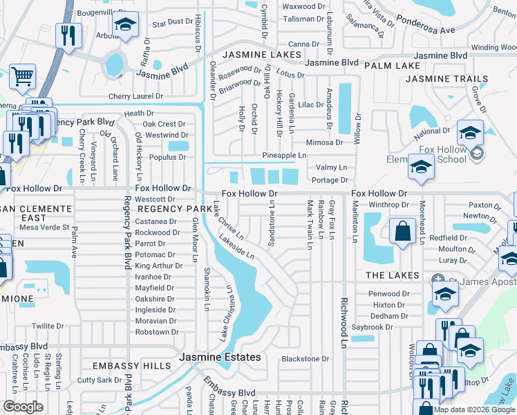 map of restaurants, bars, coffee shops, grocery stores, and more near 7700 Farmlawn Drive in Port Richey