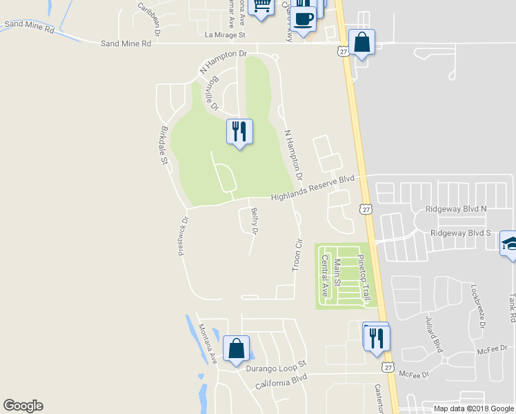 map of restaurants, bars, coffee shops, grocery stores, and more near 122 Gleneagles Drive in Davenport