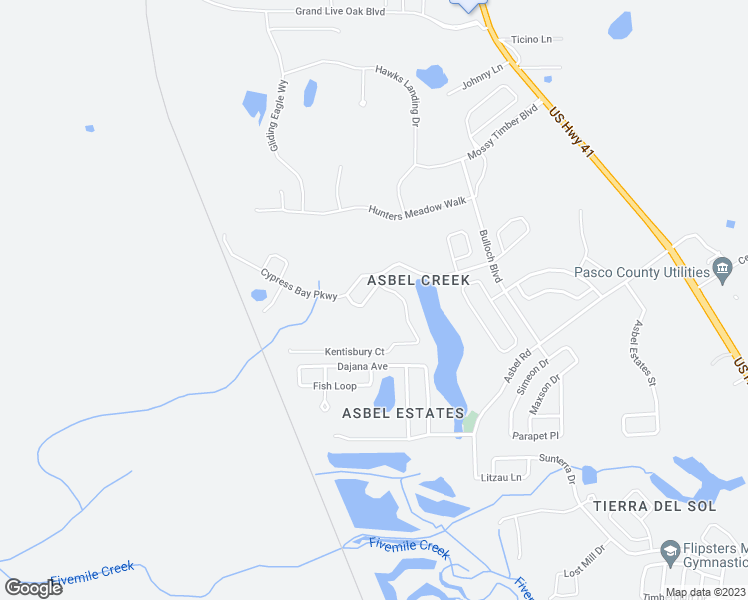 map of restaurants, bars, coffee shops, grocery stores, and more near 18444 Red Willow Way in Pasco County