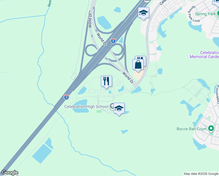 map of restaurants, bars, coffee shops, grocery stores, and more near 1831 Emerson Ridge Road in Celebration
