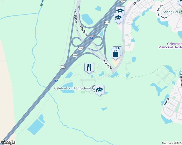 map of restaurants, bars, coffee shops, grocery stores, and more near 1831 Emerson Ridge Road in Celebration