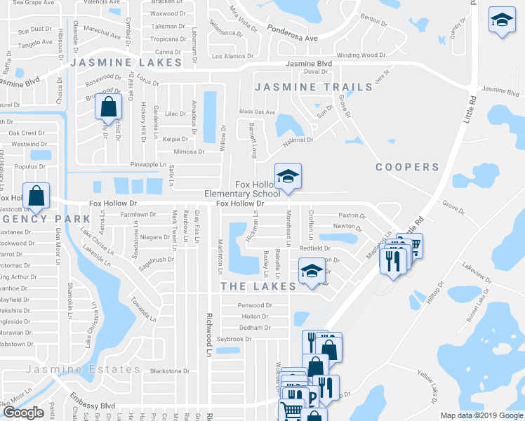 map of restaurants, bars, coffee shops, grocery stores, and more near 8207 Winthrop Drive in Port Richey