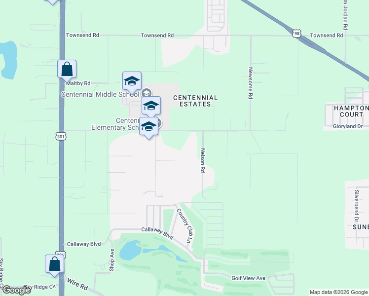map of restaurants, bars, coffee shops, grocery stores, and more near 38536 Centennial Road in Dade City