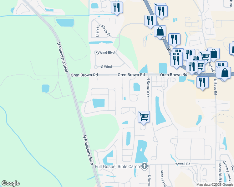 map of restaurants, bars, coffee shops, grocery stores, and more near 949 Emerald Green Court in Kissimmee