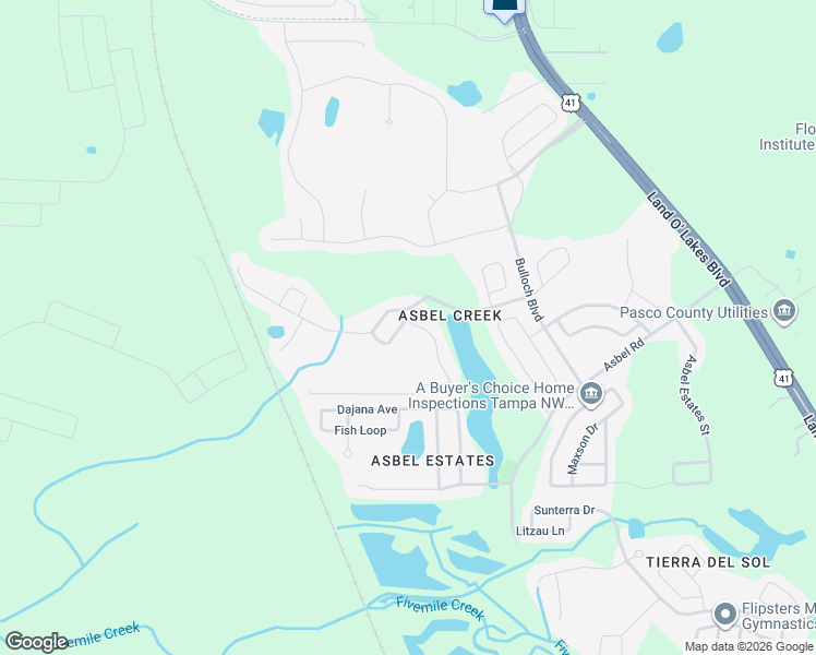 map of restaurants, bars, coffee shops, grocery stores, and more near 18456 Red Willow Way in Land O' Lakes