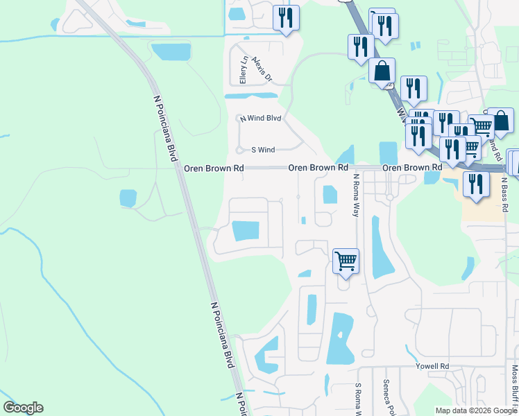 map of restaurants, bars, coffee shops, grocery stores, and more near 4705 Ruby Red Lane in Kissimmee