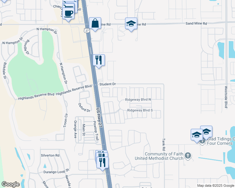 map of restaurants, bars, coffee shops, grocery stores, and more near 127 Quail Ridge Court in Davenport