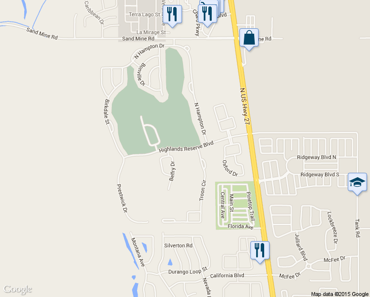 map of restaurants, bars, coffee shops, grocery stores, and more near Highlands Reserve Boulevard in Davenport