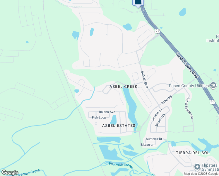map of restaurants, bars, coffee shops, grocery stores, and more near 18455 Red Willow Way in Land O' Lakes