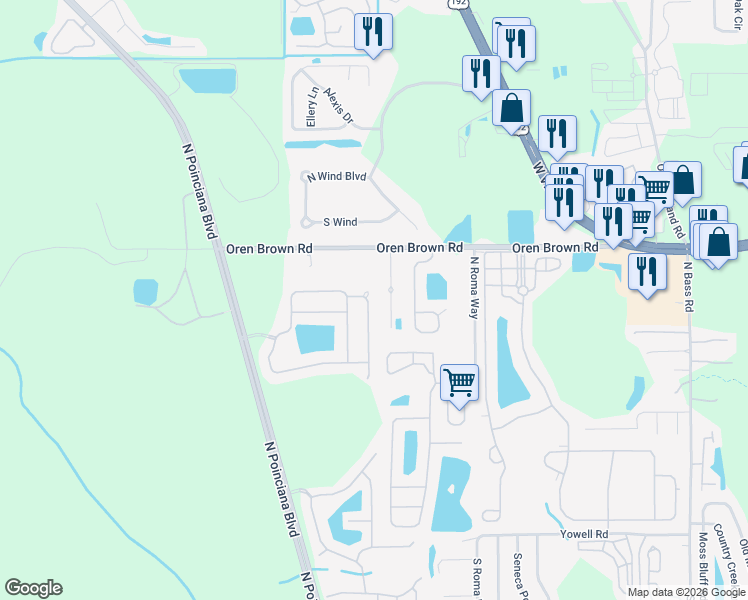 map of restaurants, bars, coffee shops, grocery stores, and more near 949 Emerald Green Court in Kissimmee