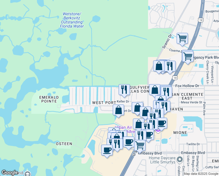 map of restaurants, bars, coffee shops, grocery stores, and more near 9926 Island Harbor Drive in Port Richey