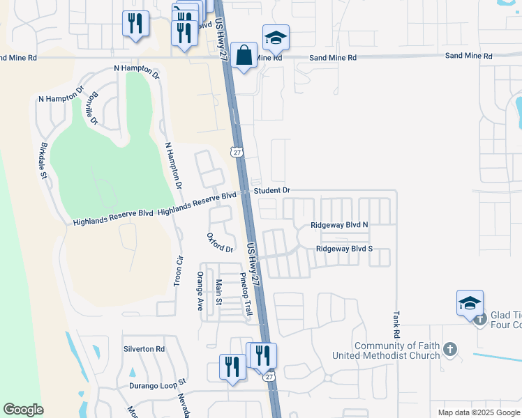 map of restaurants, bars, coffee shops, grocery stores, and more near Sycamore Ridge Lane in Davenport