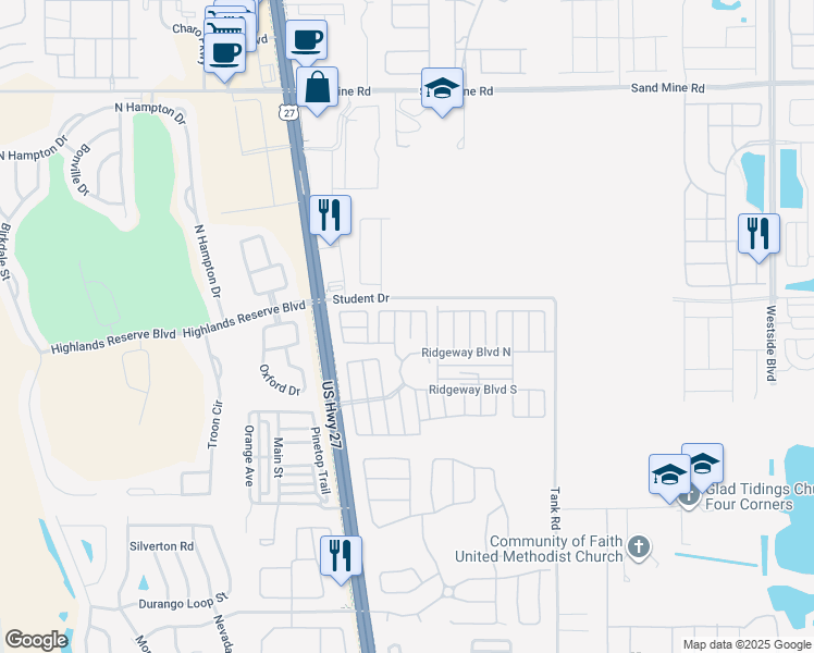 map of restaurants, bars, coffee shops, grocery stores, and more near 127 Quail Ridge Court in Davenport