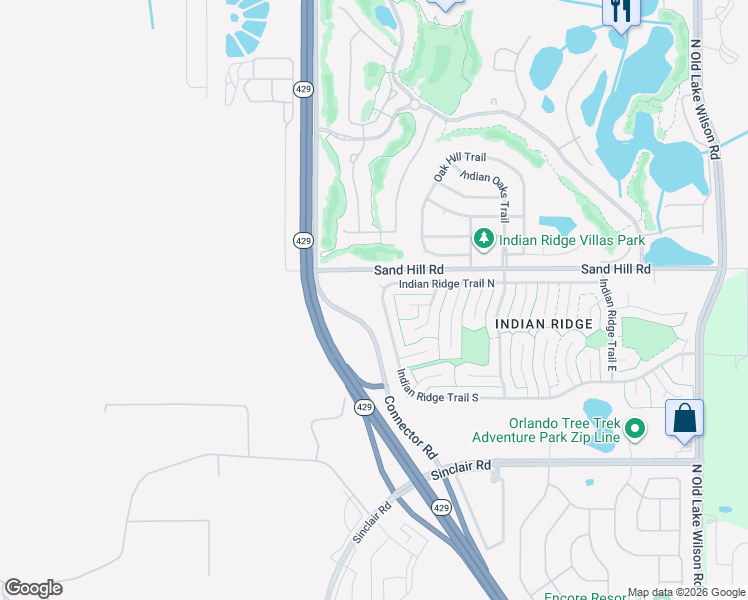 map of restaurants, bars, coffee shops, grocery stores, and more near 7783 Indian Ridge Trail North in Kissimmee