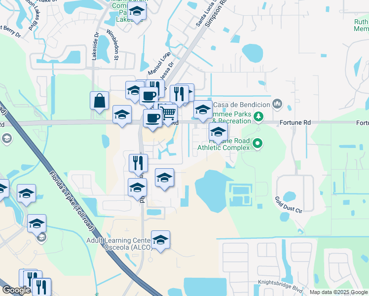 map of restaurants, bars, coffee shops, grocery stores, and more near 1146 Jade East Lane in Kissimmee