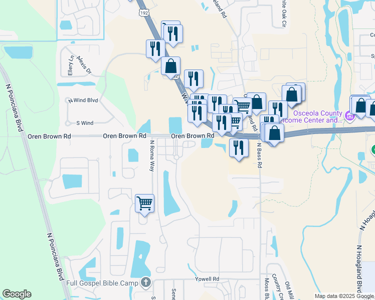 map of restaurants, bars, coffee shops, grocery stores, and more near 4552 Alberto Circle in Kissimmee