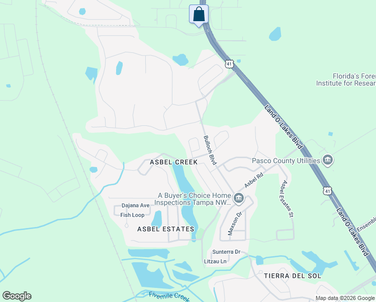 map of restaurants, bars, coffee shops, grocery stores, and more near 10027 Coldwater Loop in Land O' Lakes