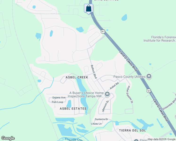 map of restaurants, bars, coffee shops, grocery stores, and more near 10138 Coldwater Loop in Land O' Lakes