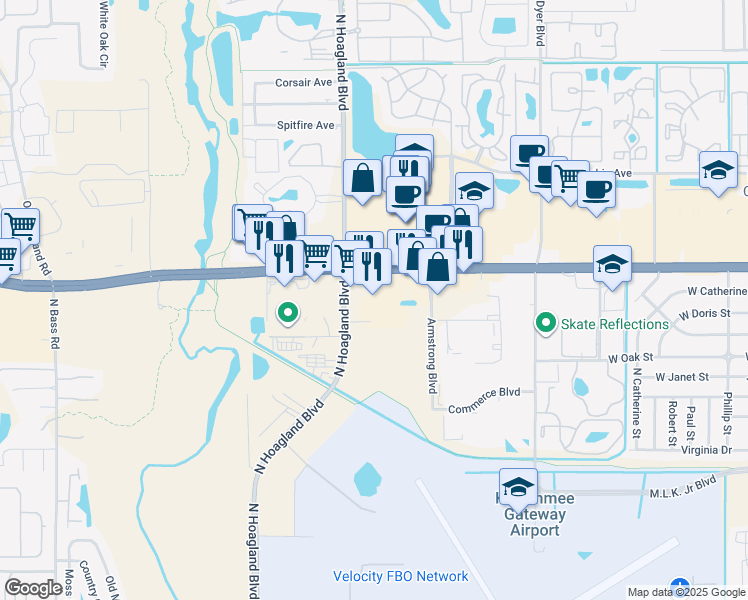 map of restaurants, bars, coffee shops, grocery stores, and more near 4030 W Vine St in Kissimmee