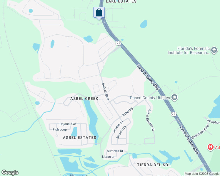 map of restaurants, bars, coffee shops, grocery stores, and more near 10025 Perthshire Circle in Land O' Lakes