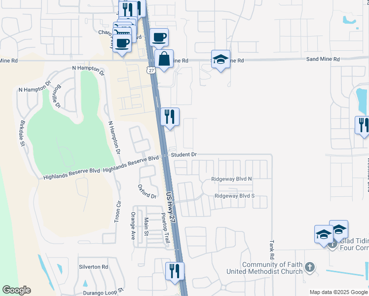 map of restaurants, bars, coffee shops, grocery stores, and more near 277 Trinity Ridge Circle in Davenport