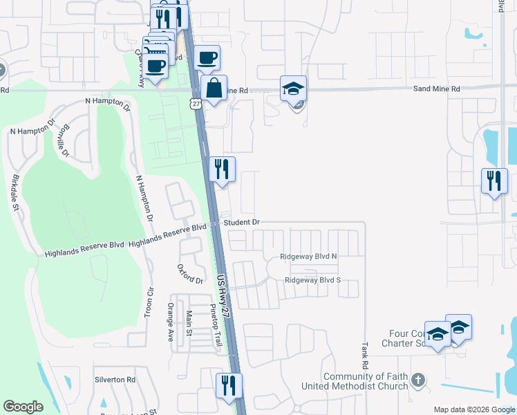 map of restaurants, bars, coffee shops, grocery stores, and more near 169 Trinity Ridge Circle in Davenport