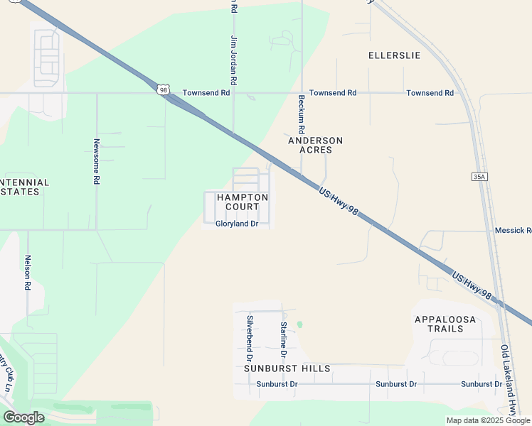 map of restaurants, bars, coffee shops, grocery stores, and more near 10025 Hamp Drive in Dade City