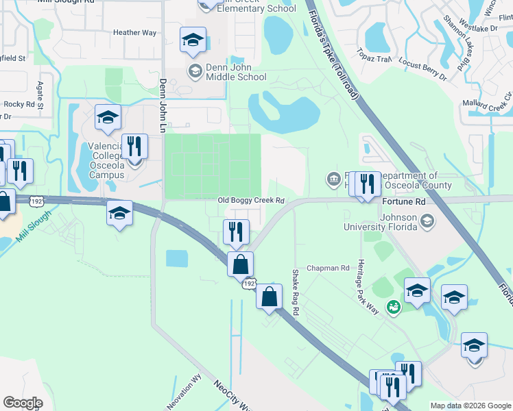 map of restaurants, bars, coffee shops, grocery stores, and more near 1227 Teton Drive in Kissimmee