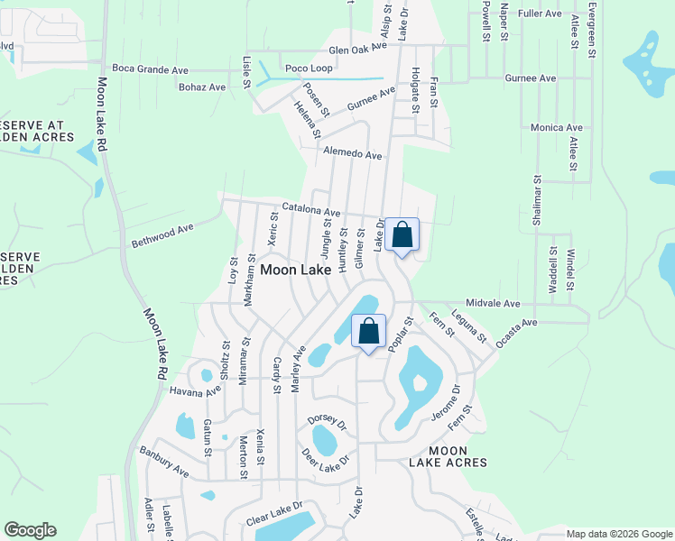 map of restaurants, bars, coffee shops, grocery stores, and more near 10036 Huntley Street in New Port Richey