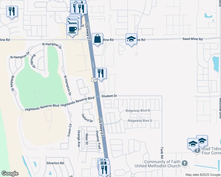 map of restaurants, bars, coffee shops, grocery stores, and more near 189 Trinity Ridge Circle in Davenport