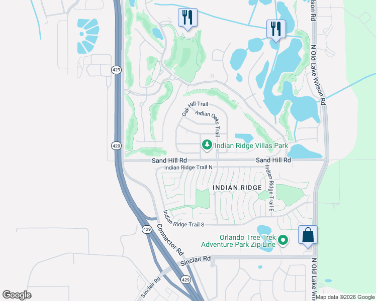 map of restaurants, bars, coffee shops, grocery stores, and more near 1647 Oak Hill Trail in Kissimmee