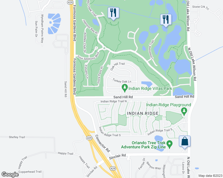 map of restaurants, bars, coffee shops, grocery stores, and more near 7832 Myrtle Oak Lane in Kissimmee