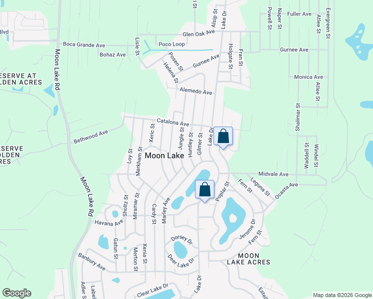 map of restaurants, bars, coffee shops, grocery stores, and more near 10124 Huntley Street in New Port Richey