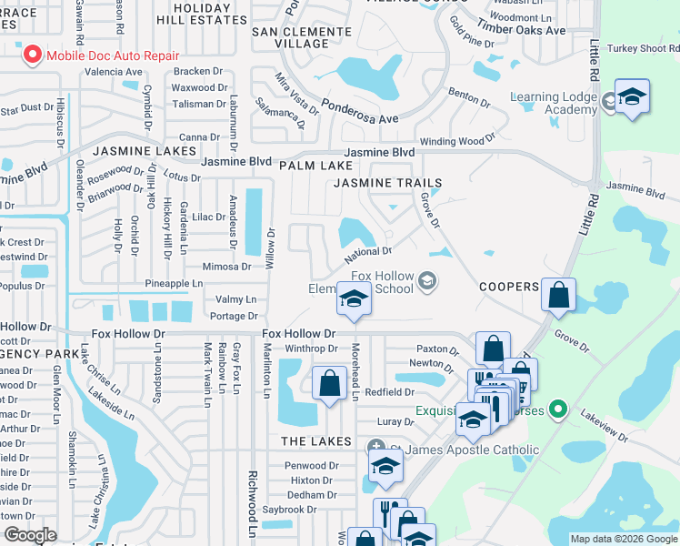map of restaurants, bars, coffee shops, grocery stores, and more near 8240 National Drive in Port Richey