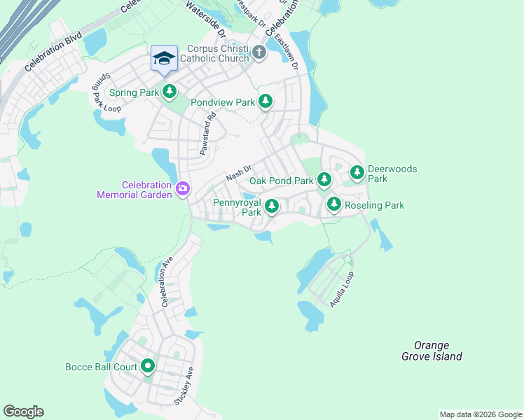 map of restaurants, bars, coffee shops, grocery stores, and more near 1131 Indigo Drive in Kissimmee