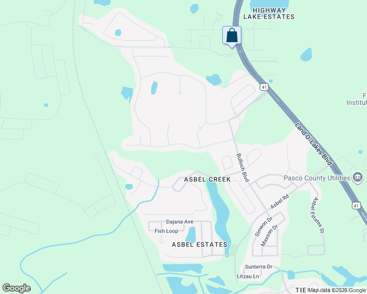 map of restaurants, bars, coffee shops, grocery stores, and more near 18494 Hunters Meadow Walk in Land O' Lakes