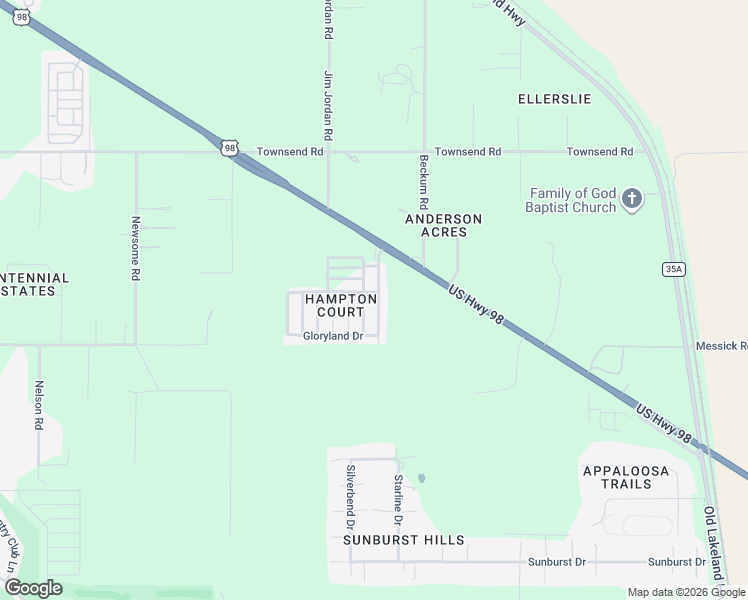 map of restaurants, bars, coffee shops, grocery stores, and more near 10125 Hamp Drive in Dade City