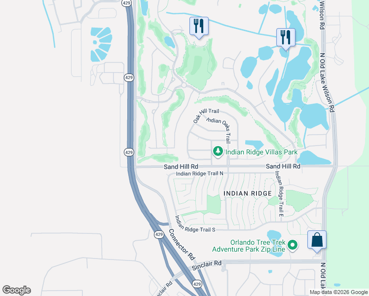 map of restaurants, bars, coffee shops, grocery stores, and more near 1617 Oak Hill Trail in Kissimmee